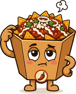 Mascota CHILABOX pensativa, con hambre
